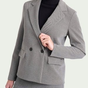 Blazer donna doppio petto a spina di pesce in Eco Jacquard Ragno