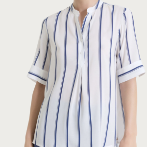 Blusa a Righe Spaziate in EcoSeta Fant. Oceana โ Manica Corta Elegante