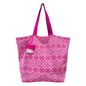 Borsa in Tessuto con Ricamo Artigianale Fucsia