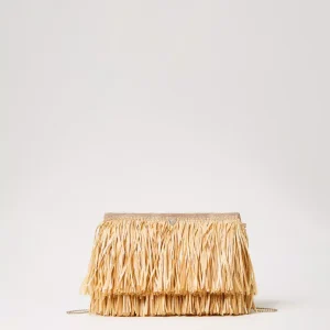 Borsa a tracolla in juta con frange Twinset 251LM8AEE