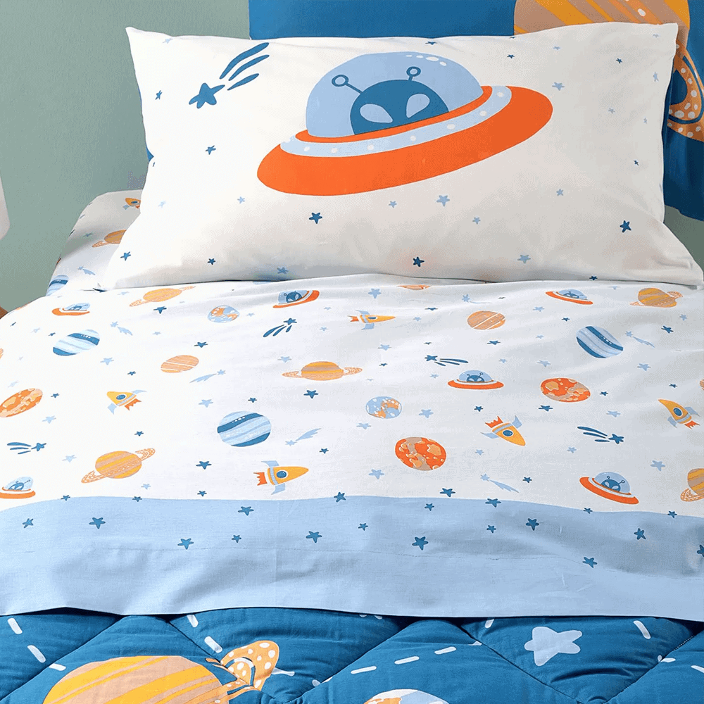 Completo Lenzuola Letto Singolo Galassia