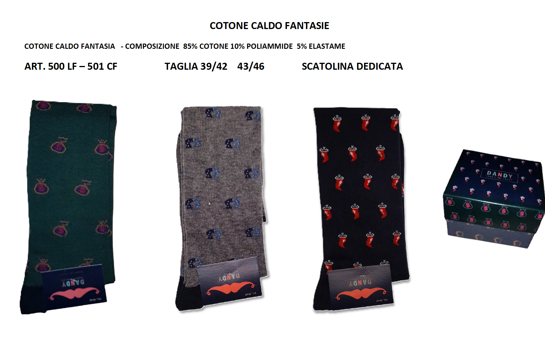 Calze uomo in caldo cotone – Box Natale 3 paia fantasie assortite