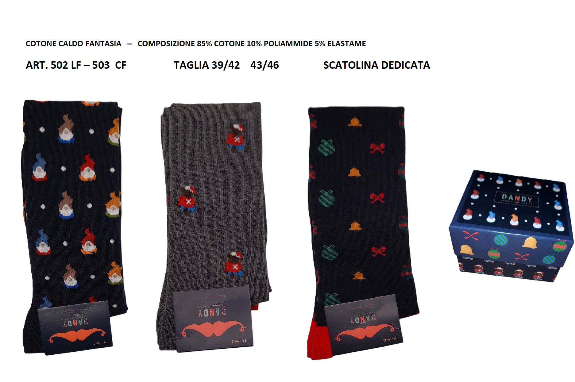 Calze uomo in caldo cotone – Box Natale 3 paia fantasie assortite - immagine 3