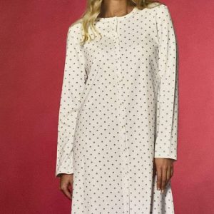 Camicia da Notte Donna Aperta Davanti in Caldo Cotone Linclalor