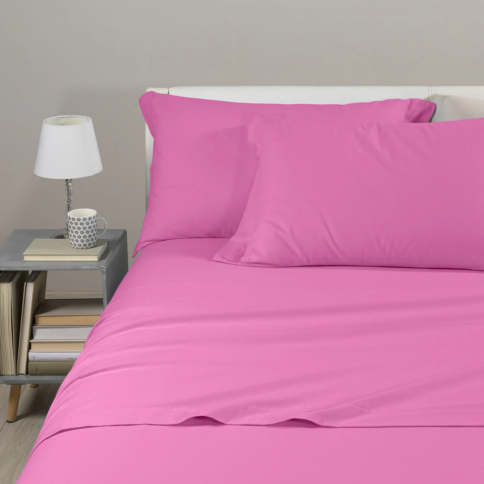 Completo Lenzuola 1 piazza e mezzo in Flanella Tinta Unita - immagine 2