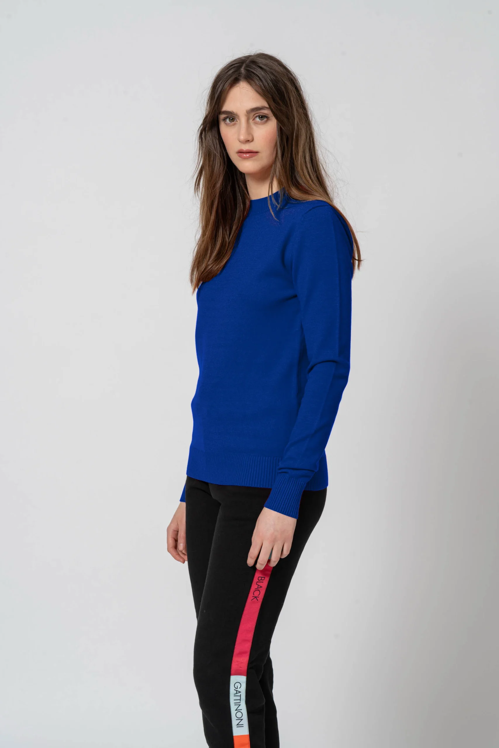 Maglia girocollo basic blu - immagine 4