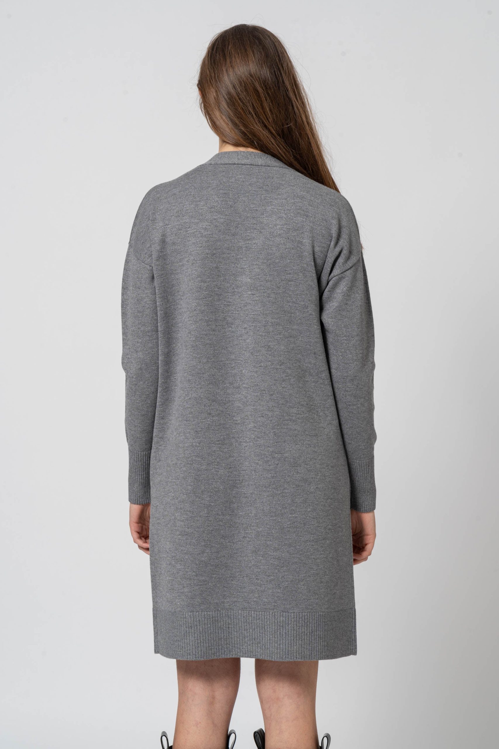 Cardigan scollo a v basic grigio - immagine 4