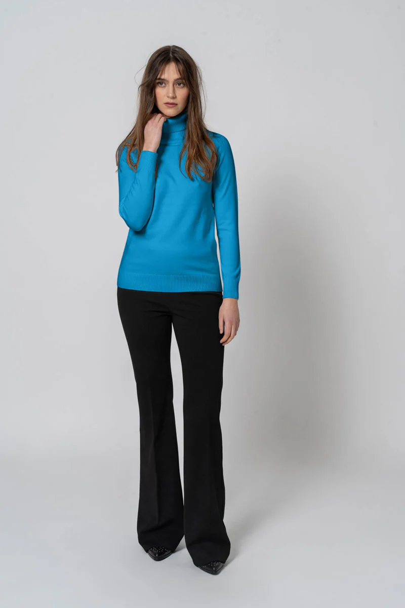 Maglia Basic collo alto azzurra - immagine 5