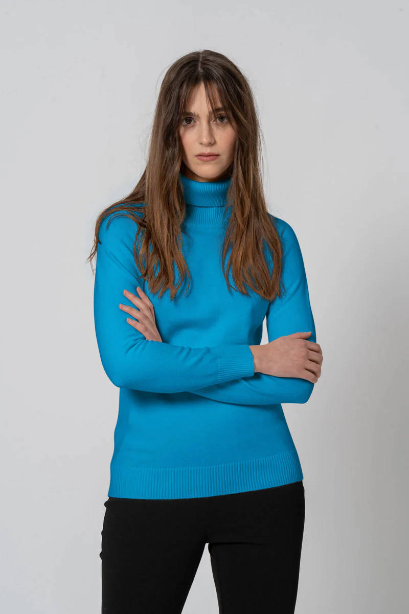 Maglia Basic collo alto azzurra - immagine 3