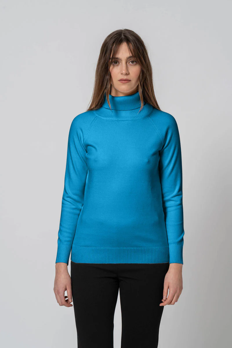 Maglia Basic collo alto azzurra - immagine 6