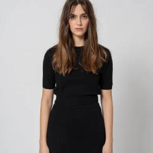 Crop Top manica corta nero