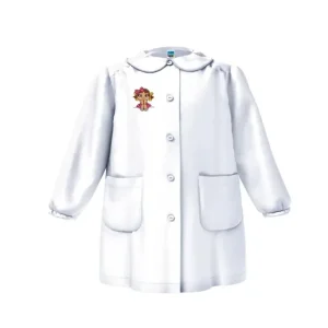 Grembiule Asilo Bianco con Ricamo Bambina con Fiocchetti – Taglie dalla 3A alla 6A