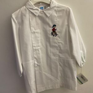 Grembiule Asilo Bianco con Ricamo Bicicletta Gialla – Taglia 3A
