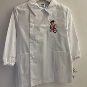 Grembiule Asilo Bianco con Ricamo Bicicletta Rossa – Taglia 2A