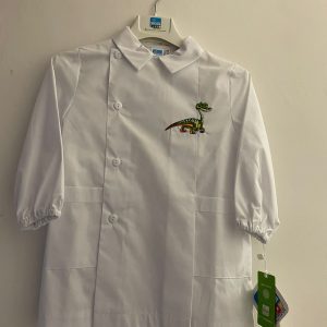 Grembiule Asilo Bianco con Ricamo Dinosauro – Taglia 2A