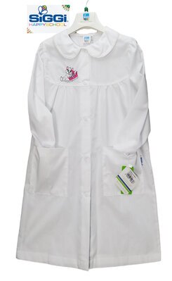 Grembiule Asilo Bianco con Ricamo Gattino – Taglie 2A e 3A