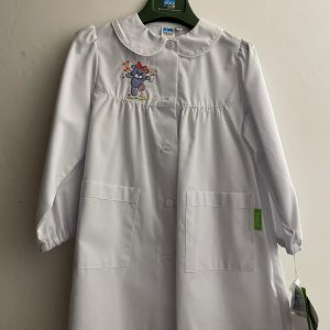 Grembiule Asilo Bianco con Ricamo Orsacchiotto Viola – Taglia 3A