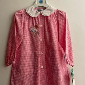 Grembiule Asilo Quadretti Rosa con Ricamo Ballerina – Taglia 2A