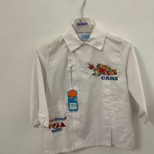 Grembiule asilo bianco con ricamo Cars – Taglia 2A