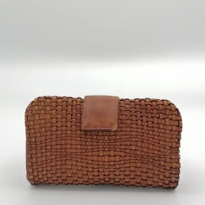 POFSS1401-89 Portafoglio lungo in Pelle Intrecciata effetto Vintage