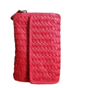 POFSS18-7507 Portafoglio trifold in Pelle Intrecciata effetto Vintage