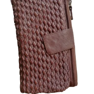 POFSS152 Portafoglio Morbido in Pelle Sauvage Intrecciata Effetto Vintage