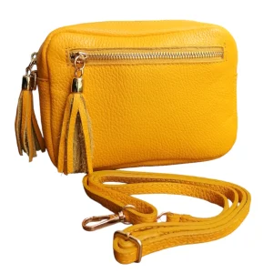 Pochette con frangia in Vera Pelle Dollaro Made in Italy