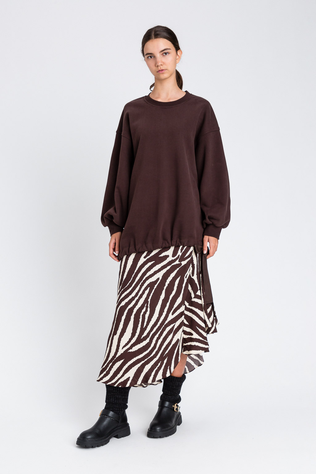 Maxi Felpa Donna Twinset Cioccolato - immagine 3