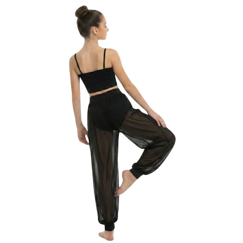 PL5 Odalisca: Pantalone da Danza in Rete Bielastica con Coulotte Integrata - immagine 5