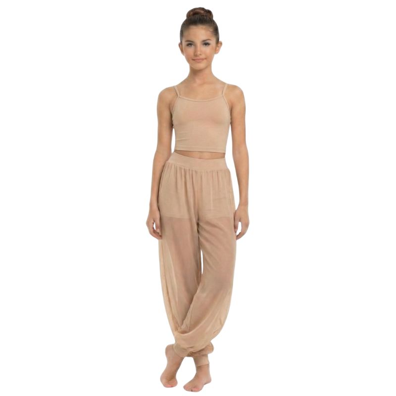 PL5 Odalisca: Pantalone da Danza in Rete Bielastica con Coulotte Integrata - immagine 3