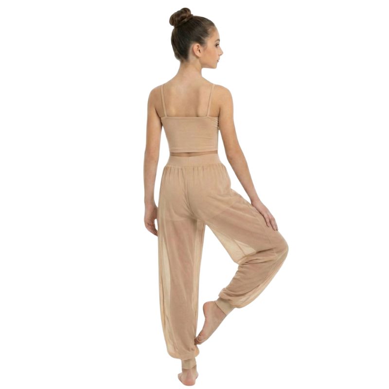 PL5 Odalisca: Pantalone da Danza in Rete Bielastica con Coulotte Integrata - immagine 4