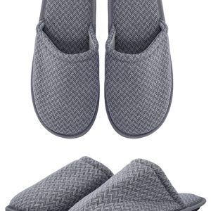 Pantofola Uomo Imbottita in Tessuto Jacquard a Spina di Pesce