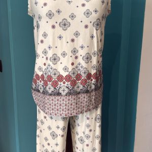 Pigiama Donna Bisbigli in Viscosa a Fantasia con Spalla Larga