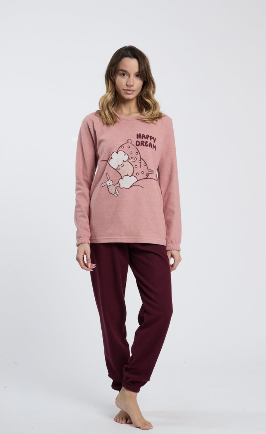 Pigiama Donna Serafino con Polsino Fantasia Happy People