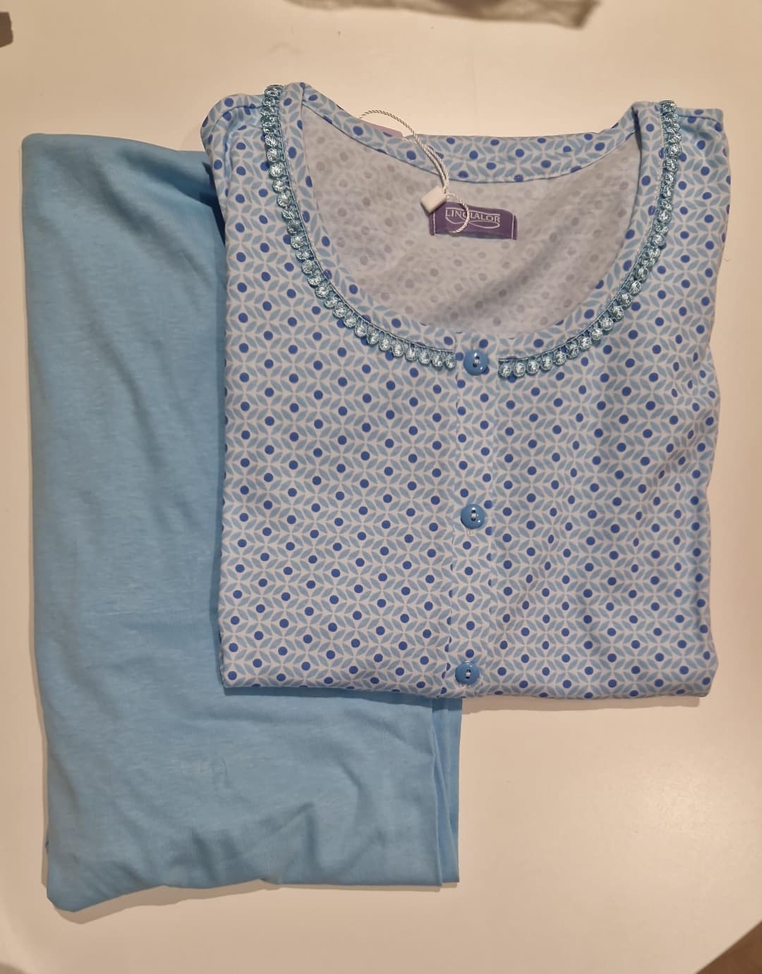 Pigiama Linclalor mezza manica pantalone lungo celeste