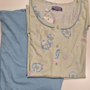 Pigiama Linclalor mezza manica pantalone lungo verde e celeste