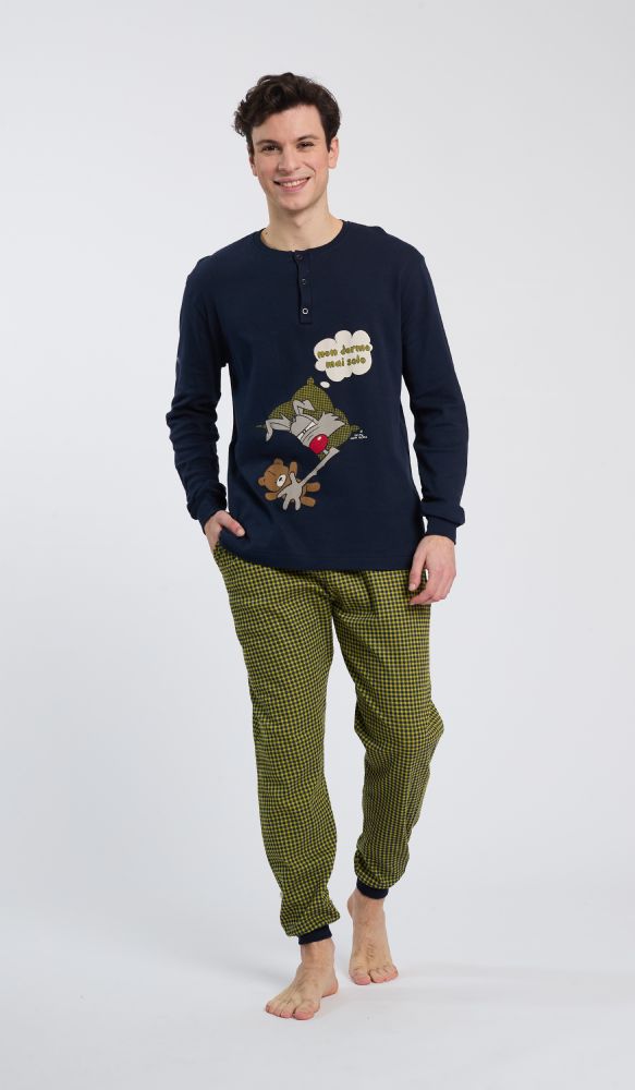 Pigiama Uomo Serafino con Polsino Fantasia Happy People - immagine 2