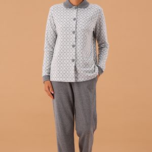 Pigiama donna bicolore in jacquard lurex e punto Milano