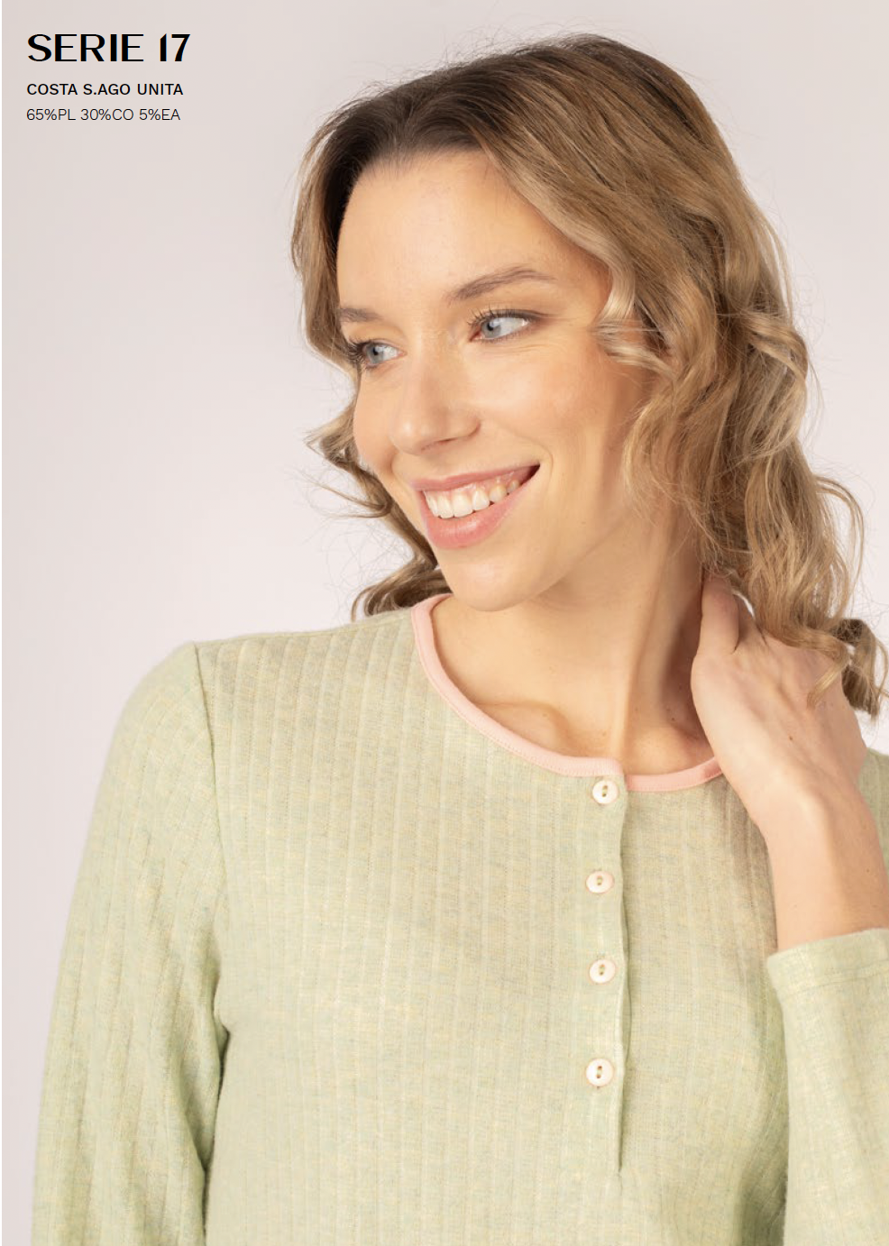 Pigiama donna serafino a costine - immagine 3