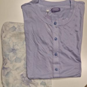 Pigiama manica corta pantalone lungo lilla in cotone leggero