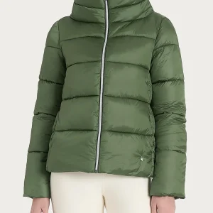 Piumino donna con collo alto in Vegan Down lucido