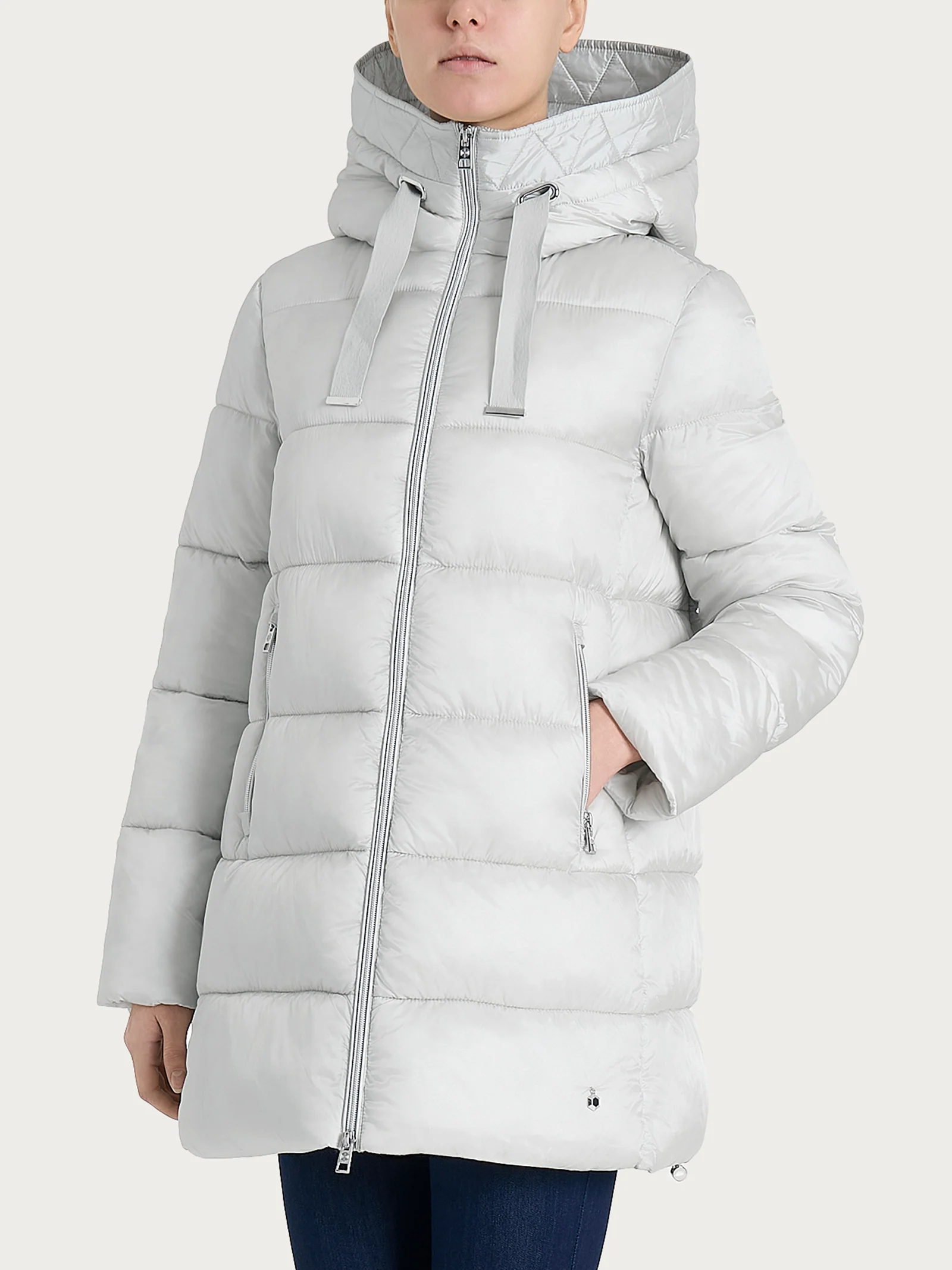 Piumino lungo con cappuccio da donna Ragno in Vegan Down - immagine 4