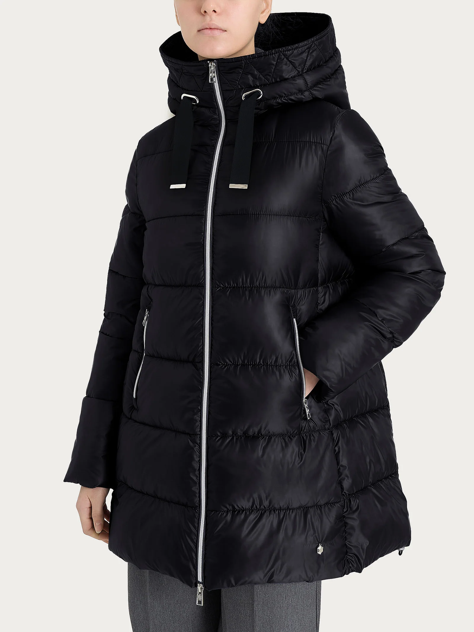 Piumino lungo con cappuccio da donna Ragno in Vegan Down - immagine 2