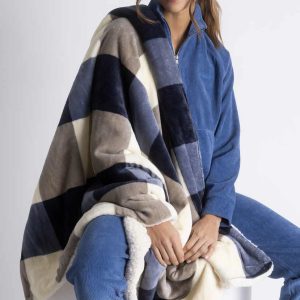Plaid in pelliccia Fantasia Quadri blu Admas