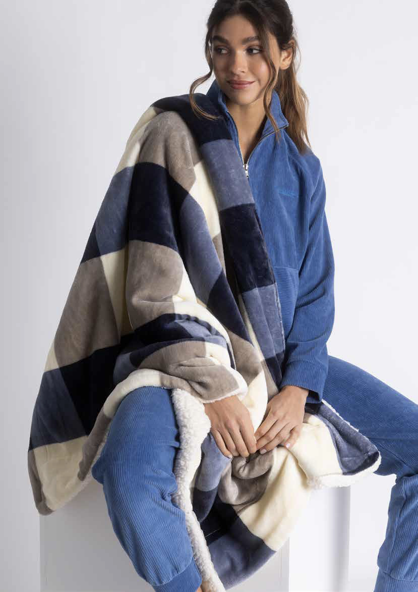 Plaid in pelliccia Fantasia Quadri blu Admas