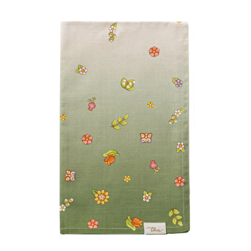 Runner in Cotone Country Flowers Green Thun - immagine 2