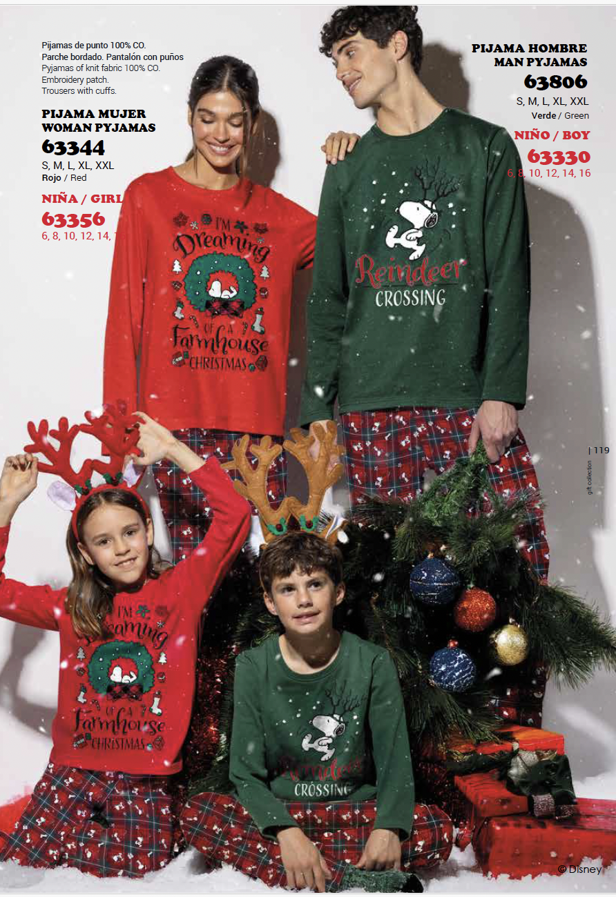 Pigiama Famiglia Snoopy Natalizio