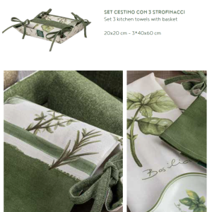 Set 3 Strofinacci con Portapane La Porcellana Bianca 