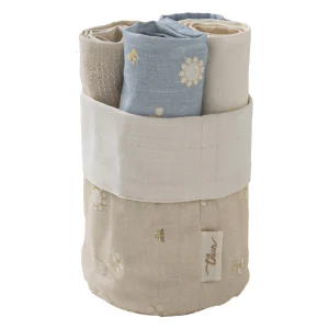 Set 4 Strofinacci con Cestino Elegance Beige Thun