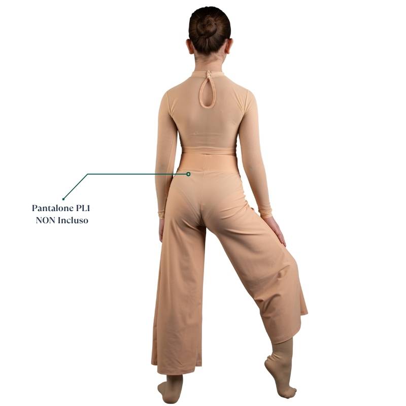 Top da Danza a Manica Lunga con Collo Alto e Inserto a Cuore – TT9 EVOKE - immagine 3